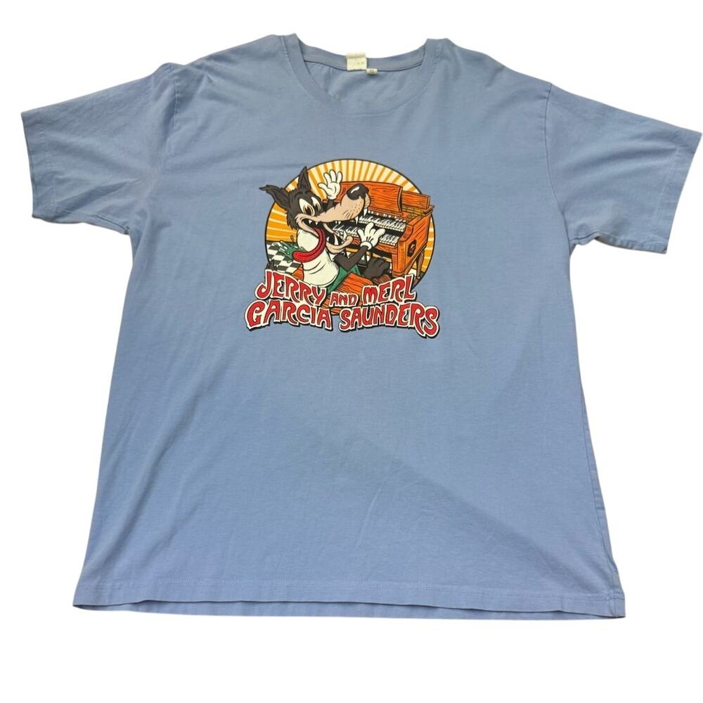 Jerry Garcia Grateful Dead and Merl Saunders blue wolf piano t-shirt Size XL